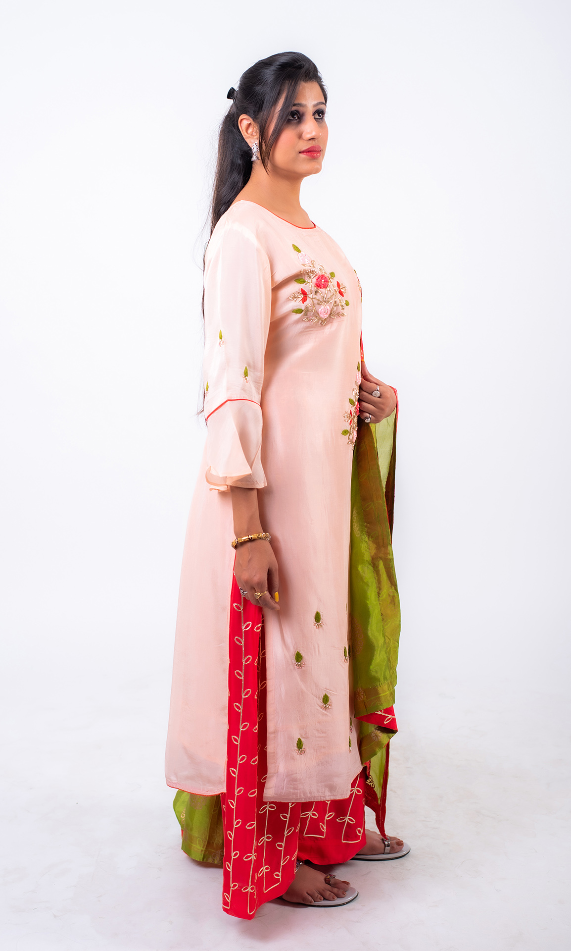 Buy Peach Kurti with Pants Set Online in India