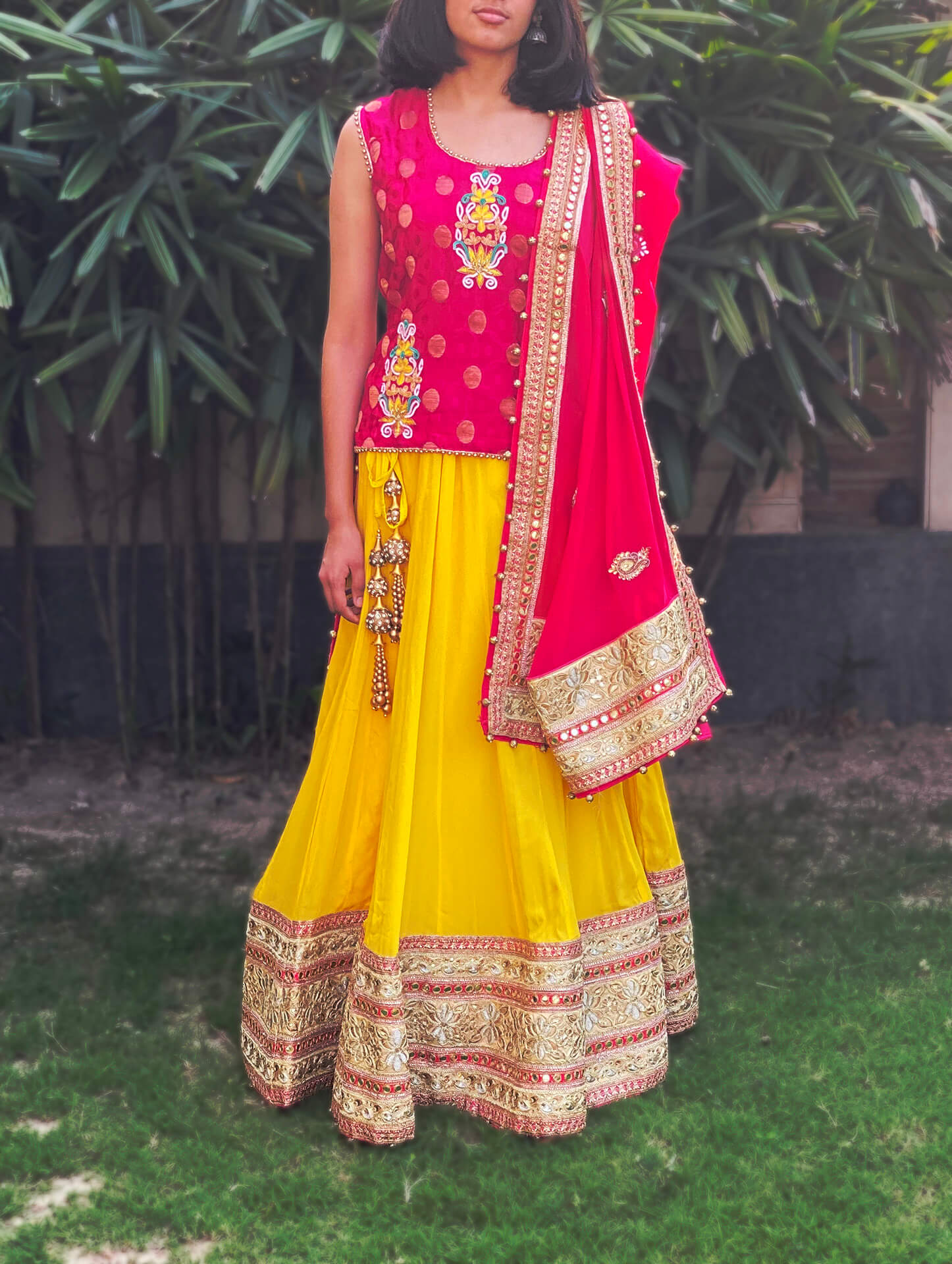Party Wear Embroidery Ladies Yellow Silk Lehenga at Rs 4000 in Varanasi