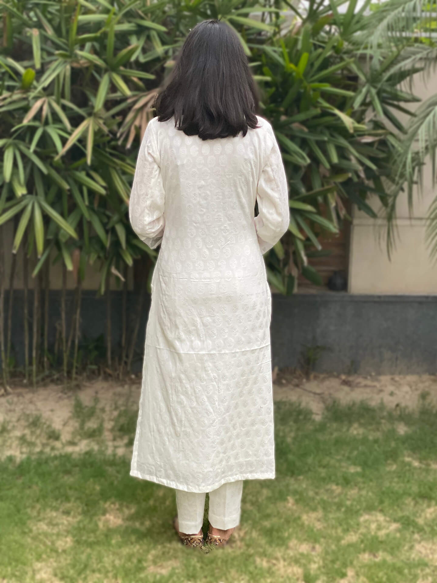 Classic Off-White Embroidered Kurti with Straight Pants – anokherang
