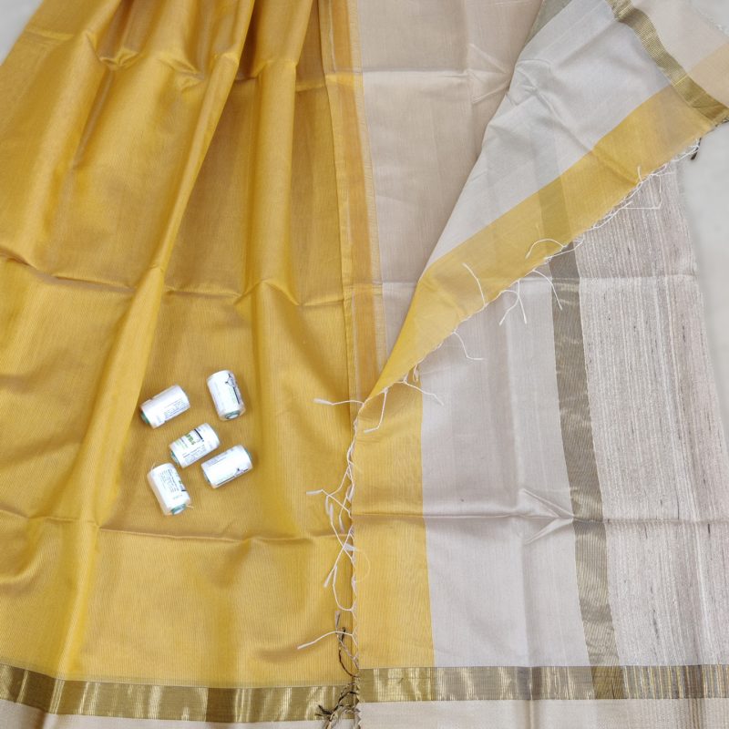 Mustard Yellow Maheshwari Soft Cotton Silk