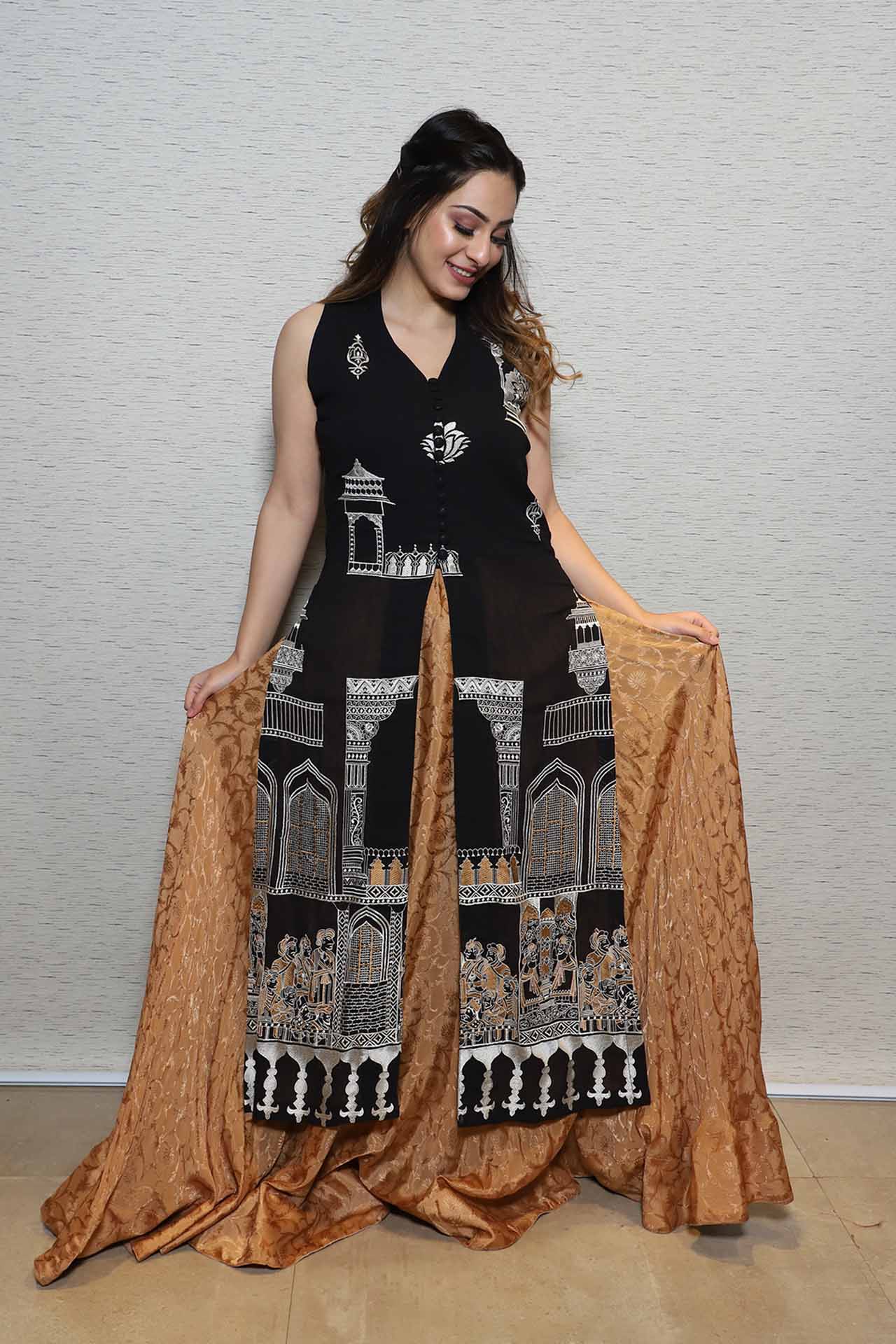Coffee Colour Fancy Latest Designer Fancy Ethnic Wear Masloon Silk Anarkali  Gown Collection 17 - The Ethnic World