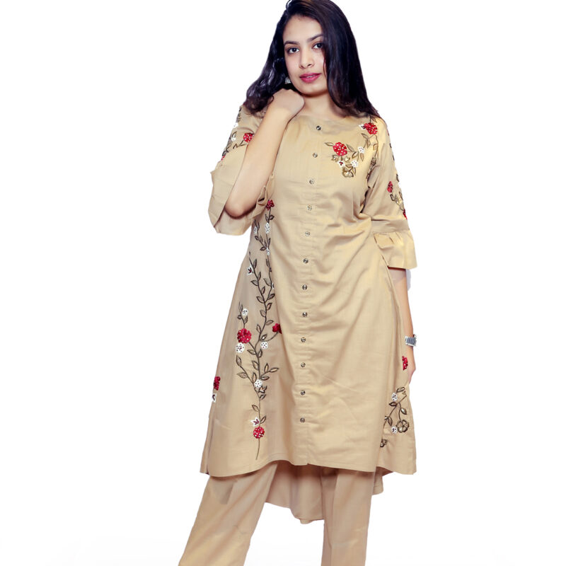 Beige Colour Kurti With Pant