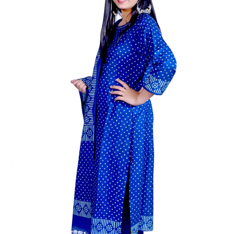 Indigo Blue Suit With Palazzo And Dupatta