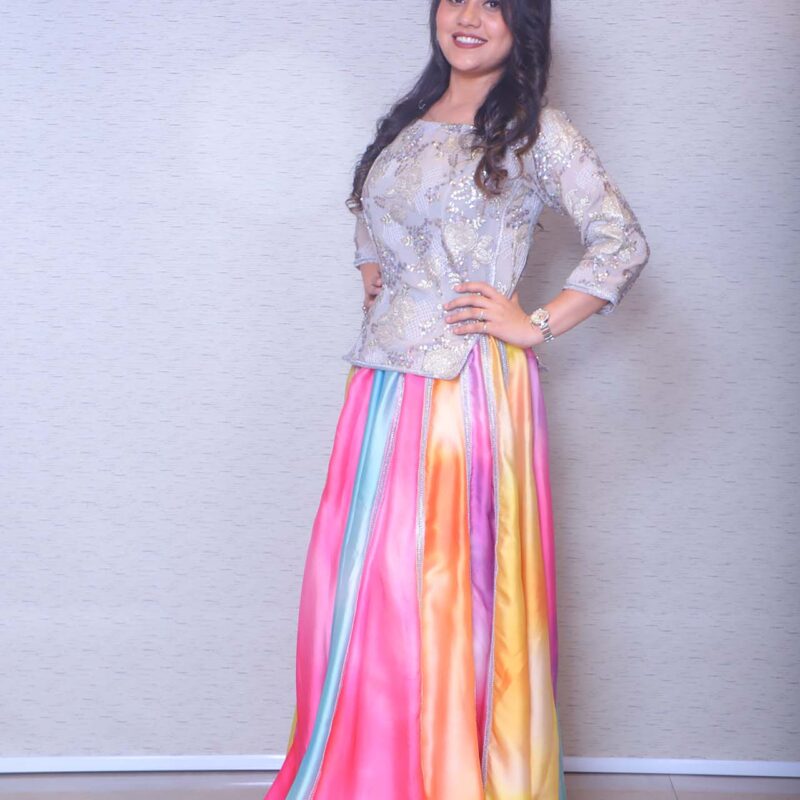 Multicolour Skirt with Long Top