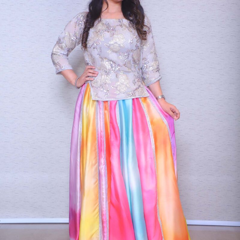 Multicolour Skirt with Long Top