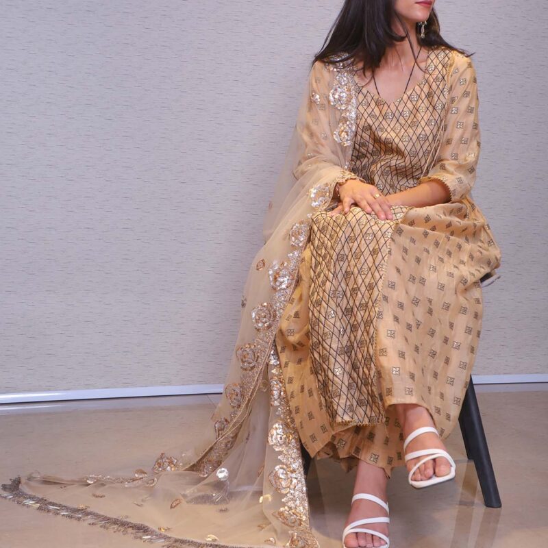 Brown Suit Pallazzo  With Dupatta